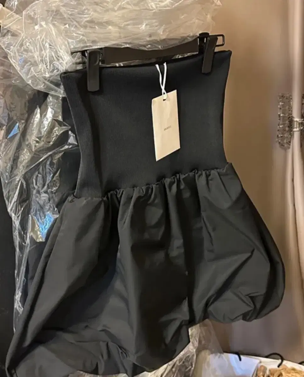 AMOMENTO | 아모멘토 Amomento nylon shirring mini skirt & top AMOMENTO | 아모멘토 Amomento nylon shirring mini skirt & top